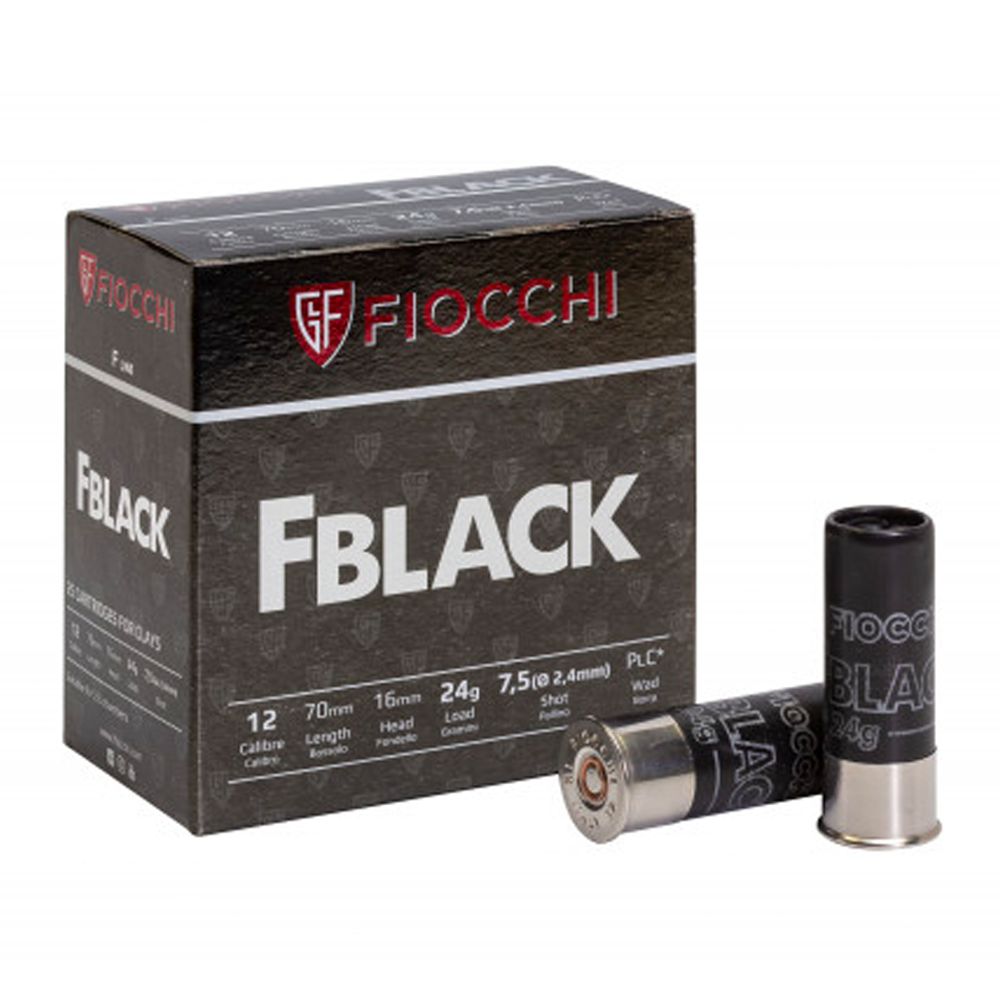 Cartucho Fiocchi .12GA [70mm] FBlack 7.5 Cx.25un