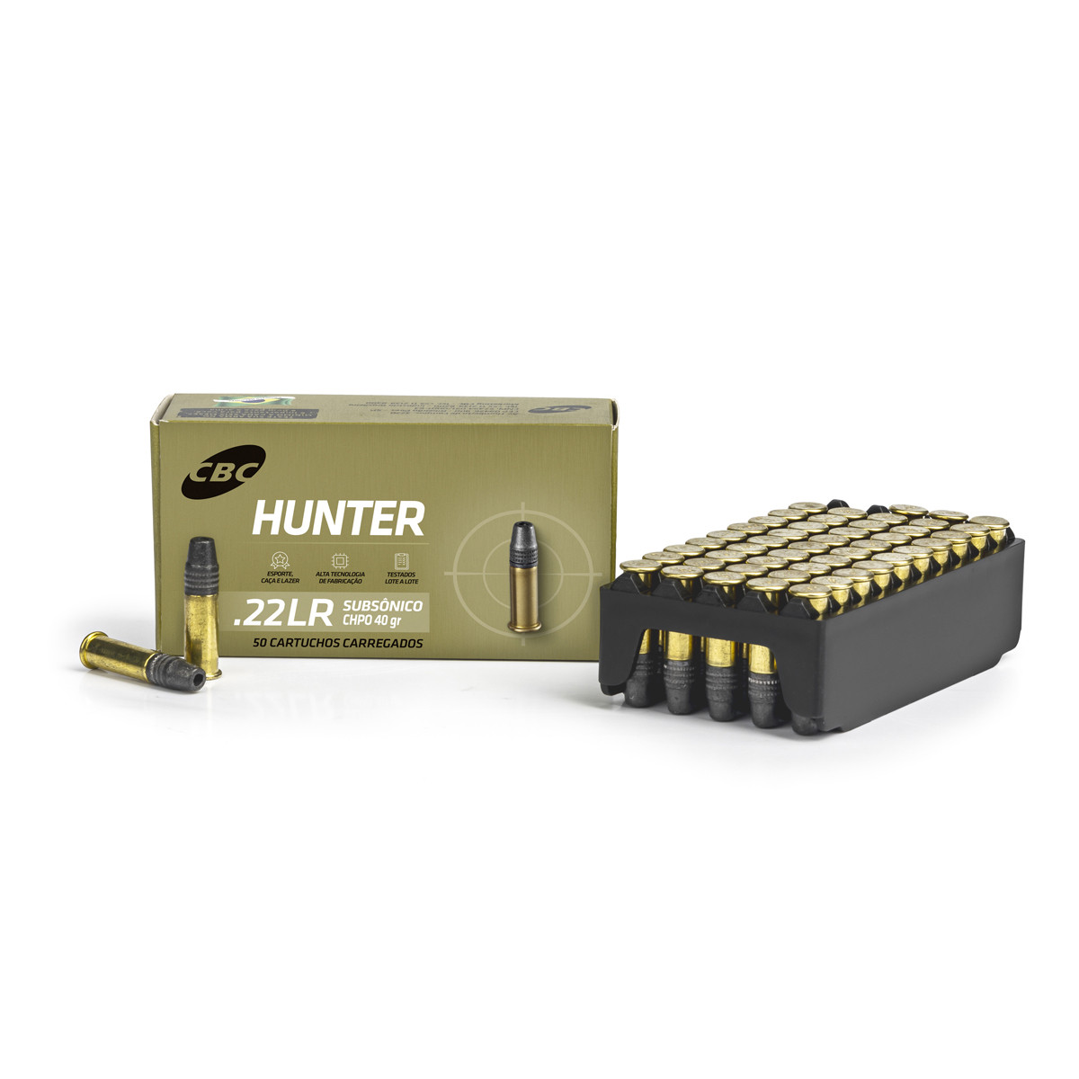 Cartucho CBC .22LR Hunter CHPO 40Gr Subsônico Cx.50un