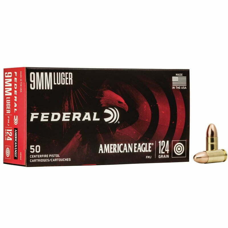 Municao Federal 9MM LUGER FMJ AMERICAN EAGLE 124 GR – CX 50