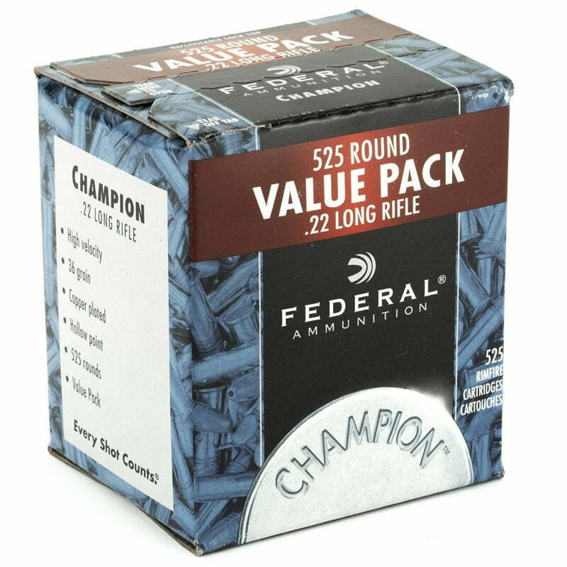 Municao Federal Cal 22 LR 36GR Champion Plated HP Cx 525